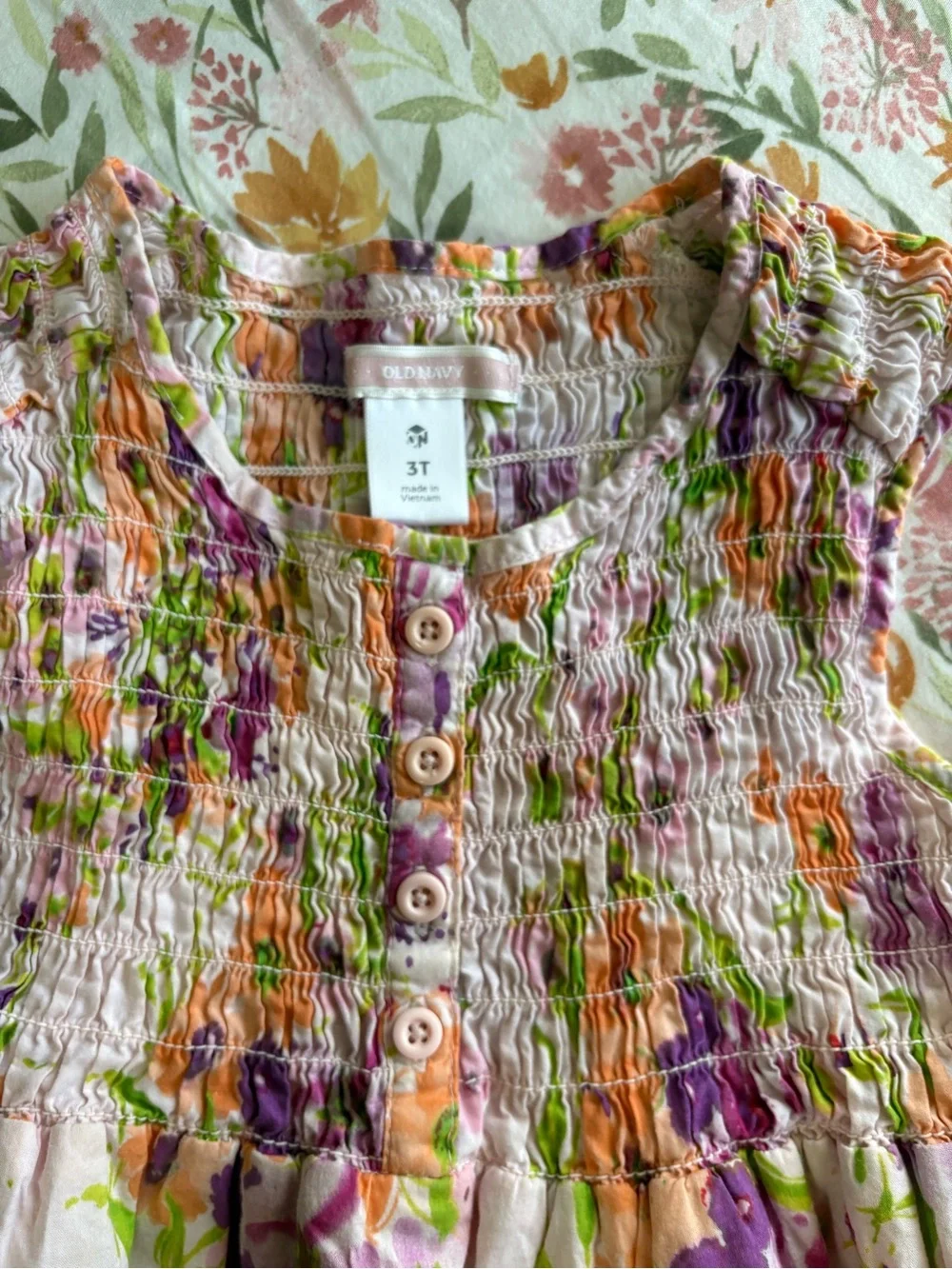 Old Navy 3T Girls Floral Dress Pink, purple, orange, and green